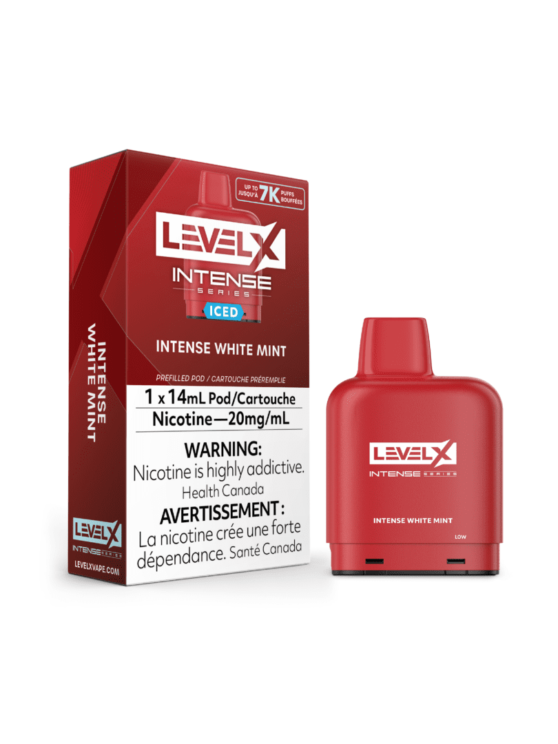 Level x intense pods  white mint vape pods product packaging