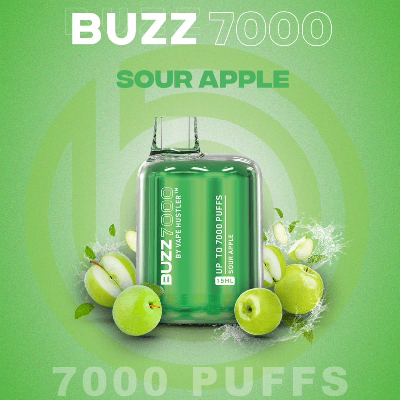 Buzz 7000 vapes  sour apple vape product image