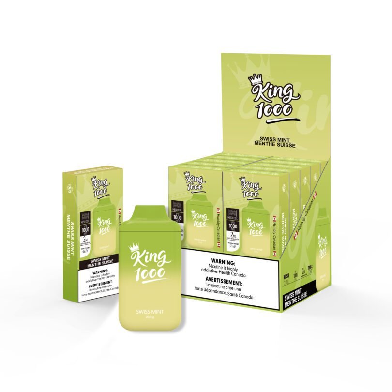 King 1000 vapes  swiss mint vapes product packaging