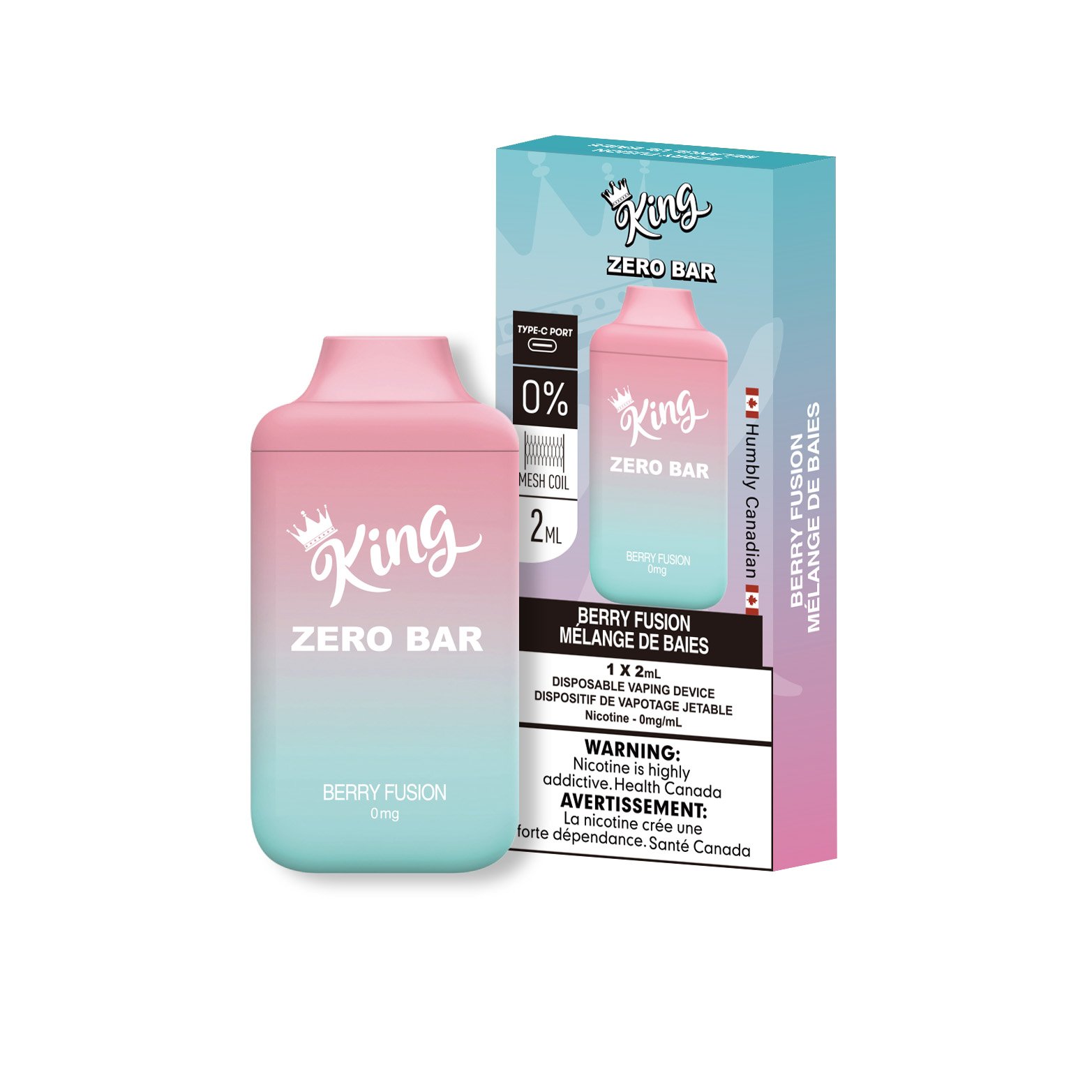 King zero bar nicotine free vape in berry fusion flavor 2 Product image of king zero bar nicotine free vape in berry fusion flavor in vape daddy distributor