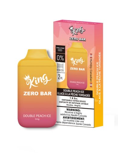 product image of nicotine free King Zero Bar vape in Double Peach Ice by Vape Daddy Distributor