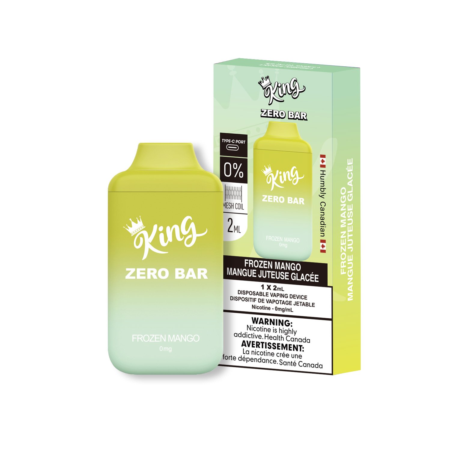 King zero bar nicotine free vape in frozen mango flavor 2 Product image of king zero bar nicotine free vape in frozen mango flavor by vape daddy distributor