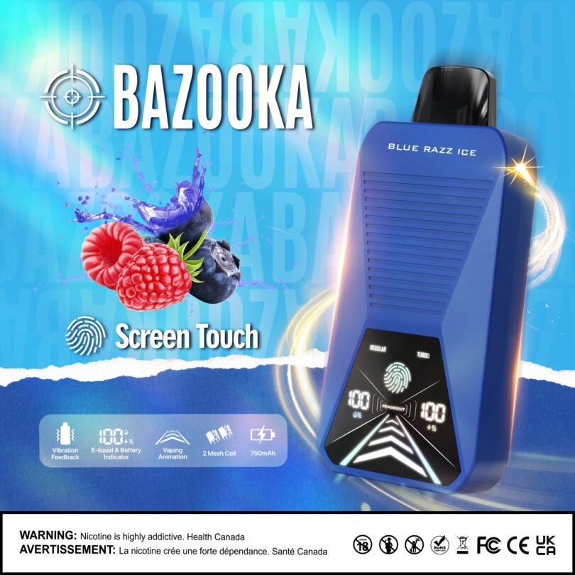 blue razz ice by bazooka vapes