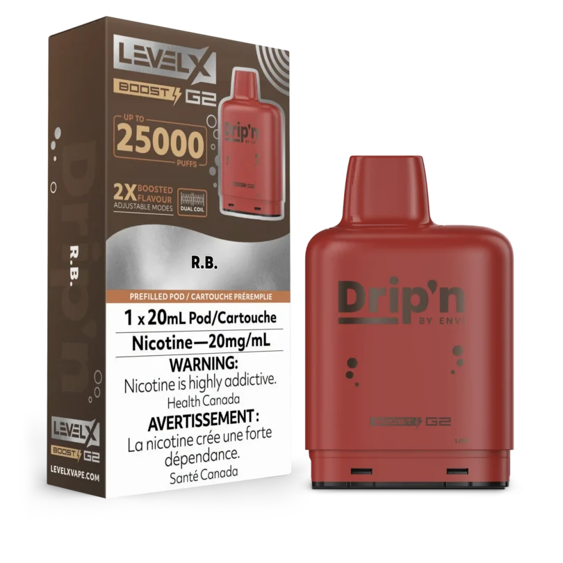 Product image of level x drip'n boost g2 pods in r. B flavor